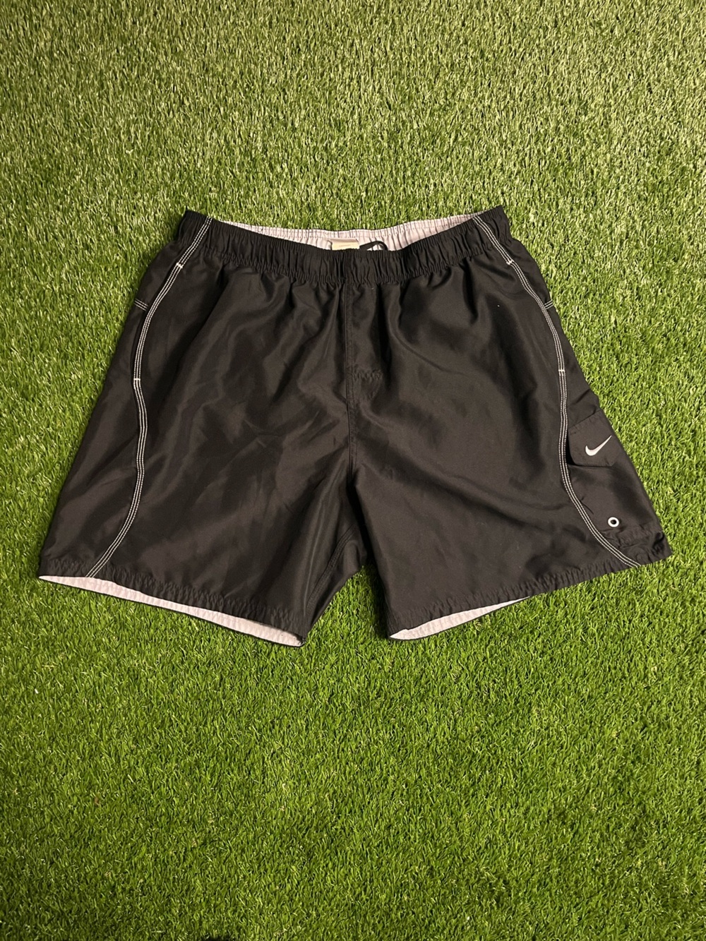 Nike Black Swim Trunks with White Trim Men’s Large W/ 7in Inseam
